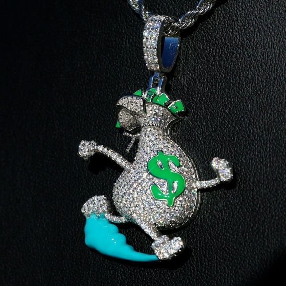 Other - VVS1 Moissanite Diamond Money Bag Pendant Necklace for Men, Running Money Bag